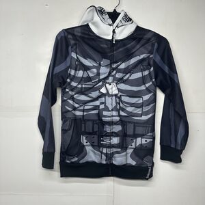 Fortnite Boys Large Skull Soldier Full Zip Hoodie Jacket Gray Black